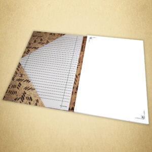 Schreib- und Kalligrafiemappe Ornamental Line ES348 im Vintage Style incl. Schreibhilfe, 50 Blatt Schreibpapier DIN A4 mit Linien-Ornament in Silber und Blau links oben und rechts unten